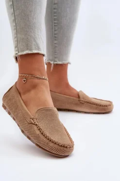 Damskie Zamszowe Mokasyny Ciemnobeżowe Ranica