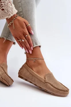 Damskie Zamszowe Mokasyny Ciemnobeżowe Ranica