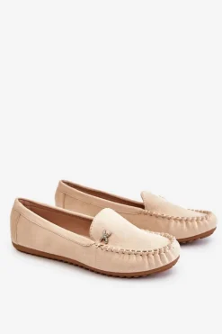 Damskie Zamszowe Mokasyny Z Ozdobą Beżowe Leah