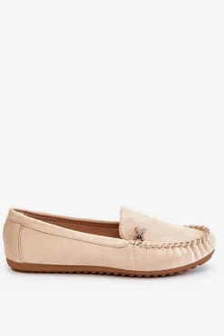 Damskie Zamszowe Mokasyny Z Ozdobą Beżowe Leah