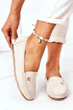 Damskie Zamszowe Mokasyny Beżowe Madelyn