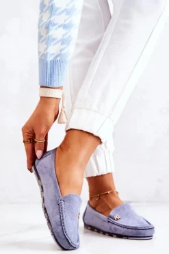 Damskie Zamszowe Mokasyny Niebieskie Madelyn