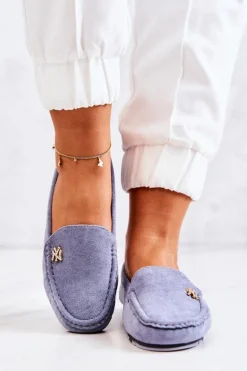 Damskie Zamszowe Mokasyny Niebieskie Madelyn