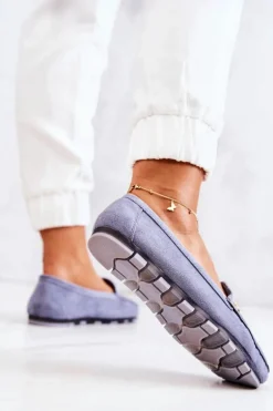 Damskie Zamszowe Mokasyny Niebieskie Madelyn