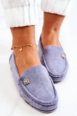 Damskie Zamszowe Mokasyny Niebieskie Madelyn