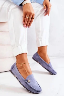 Damskie Zamszowe Mokasyny Niebieskie Madelyn