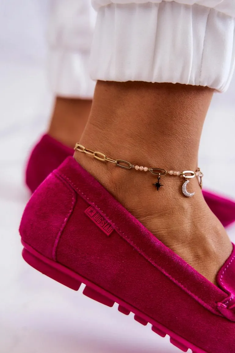 Damskie Zamszowe Mokasyny Big Star JJ274656 Fuksja