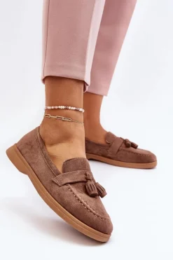 Damskie Zamszowe Mokasyny Brązowe Dansitu