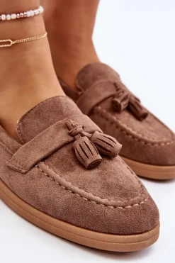 Damskie Zamszowe Mokasyny Brązowe Dansitu