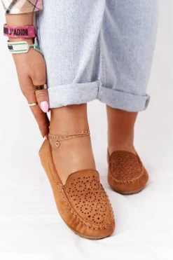 Damskie Zamszowe Mokasyny Camel Molly