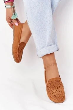 Damskie Zamszowe Mokasyny Camel Molly
