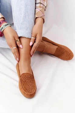 Damskie Zamszowe Mokasyny Camel Molly