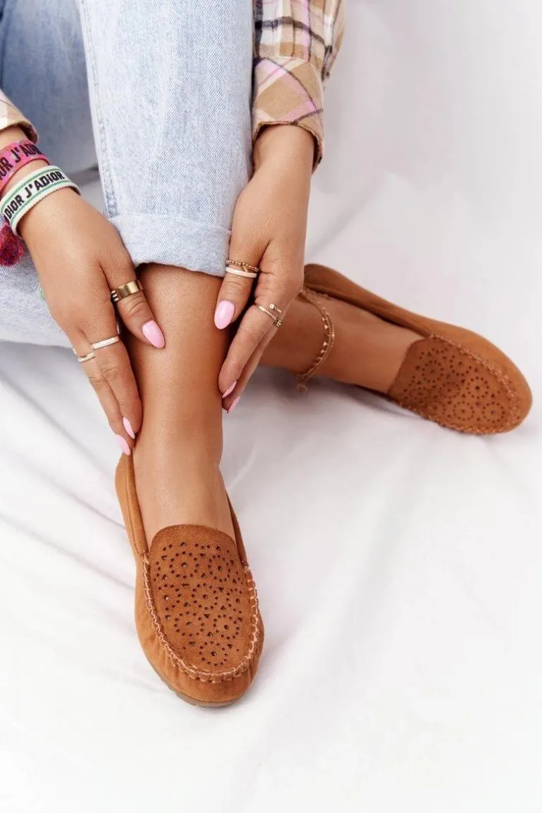 Damskie Zamszowe Mokasyny Camel Molly
