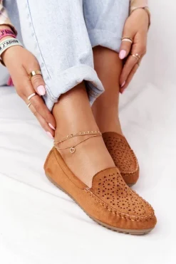 Damskie Zamszowe Mokasyny Camel Molly