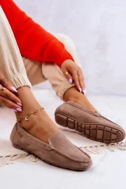 Damskie Zamszowe Mokasyny Big Star JJ274658 Cappuccino