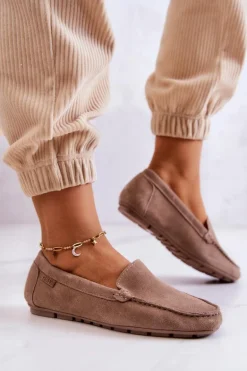 Damskie Zamszowe Mokasyny Big Star JJ274658 Cappuccino
