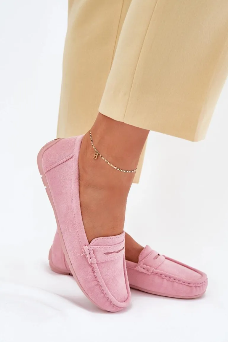 Damskie Zamszowe Mokasyny Jasnoróżowe Lenvie