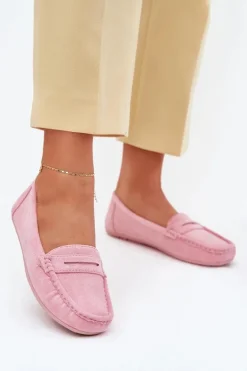 Damskie Zamszowe Mokasyny Jasnoróżowe Lenvie