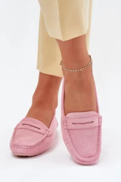 Damskie Zamszowe Mokasyny Jasnoróżowe Lenvie