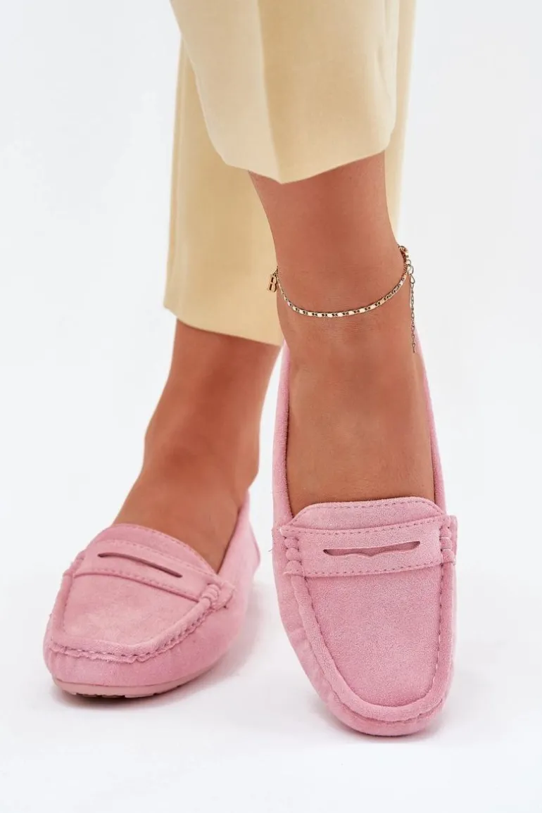 Damskie Zamszowe Mokasyny Jasnoróżowe Lenvie