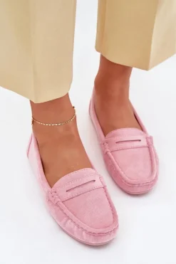 Damskie Zamszowe Mokasyny Jasnoróżowe Lenvie