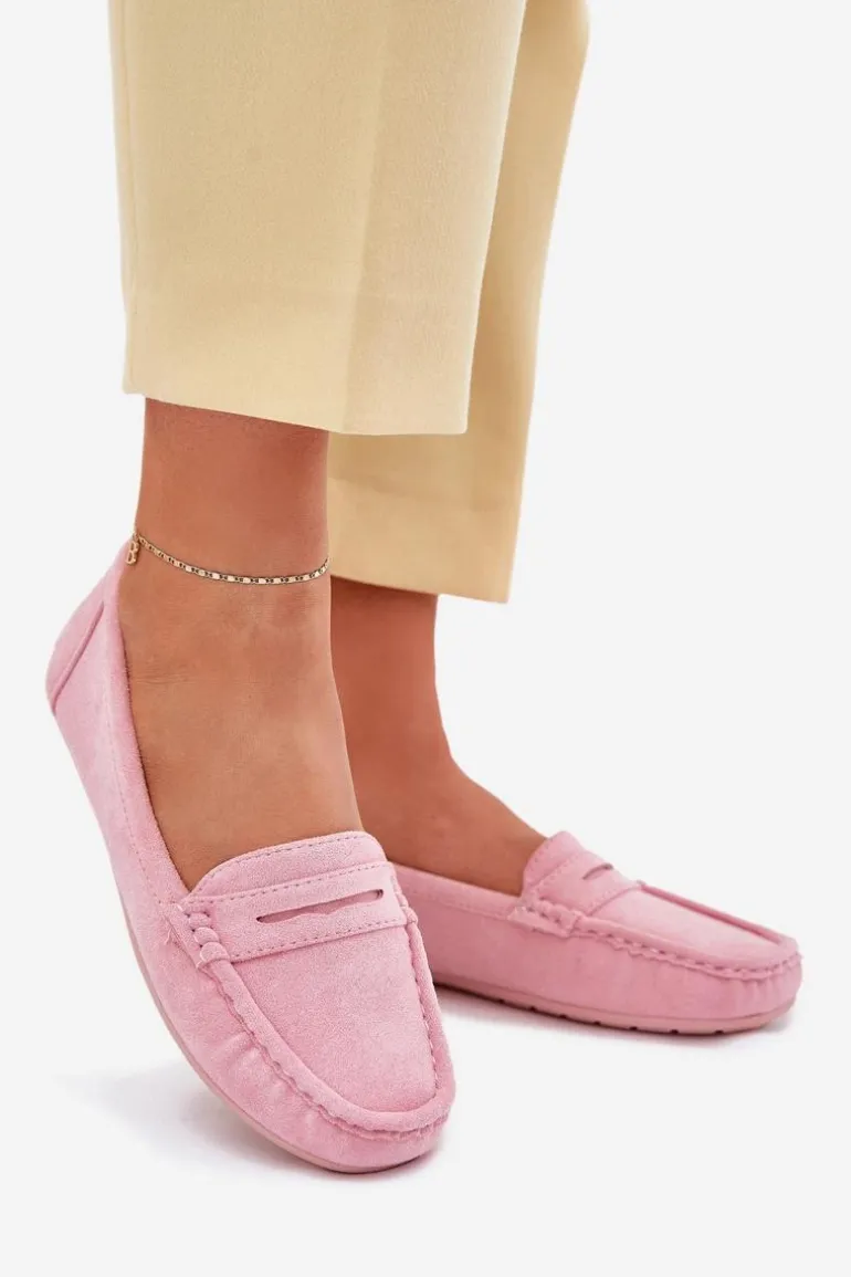 Damskie Zamszowe Mokasyny Jasnoróżowe Lenvie