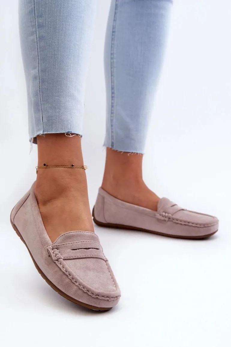 Damskie Zamszowe Mokasyny Fioletowe Lenvie