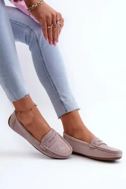 Damskie Zamszowe Mokasyny Fioletowe Lenvie