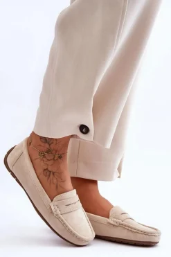 Damskie Zamszowe Mokasyny Beżowe Lenvie