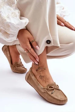 Damskie Zamszowe Mokasyny Brązowe Si Passione