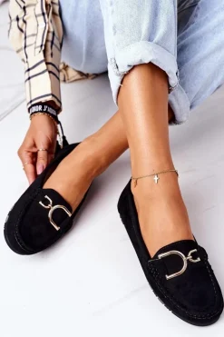 Damskie Zamszowe Mokasyny Czarne Downtown