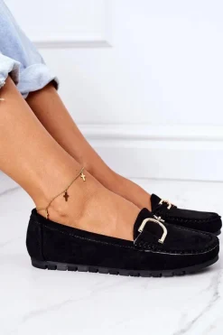 Damskie Zamszowe Mokasyny Czarne Downtown