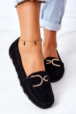 Damskie Zamszowe Mokasyny Czarne Downtown