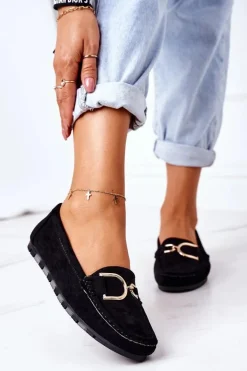 Damskie Zamszowe Mokasyny Czarne Downtown