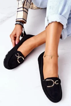 Damskie Zamszowe Mokasyny Czarne Downtown