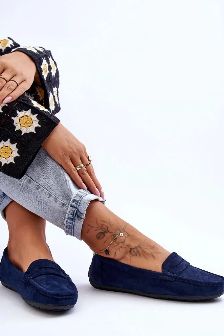 Damskie Zamszowe Mokasyny Granatowe Lenvie