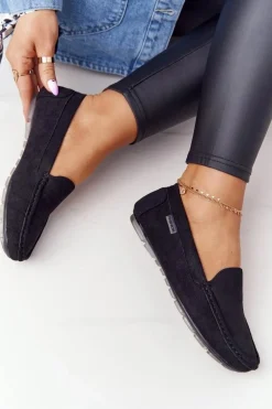 Damskie Zamszowe Mokasyny Czarne San Marino