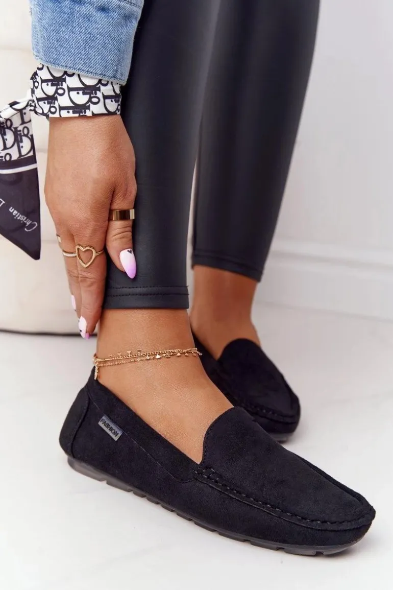 Damskie Zamszowe Mokasyny Czarne San Marino