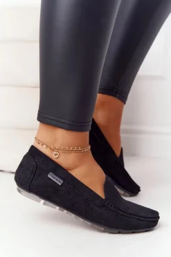 Damskie Zamszowe Mokasyny Czarne San Marino
