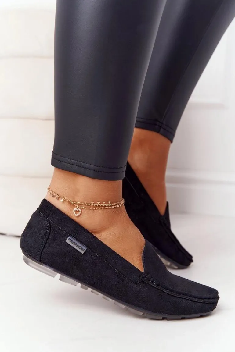 Damskie Zamszowe Mokasyny Czarne San Marino