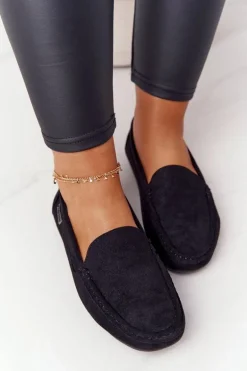 Damskie Zamszowe Mokasyny Czarne San Marino