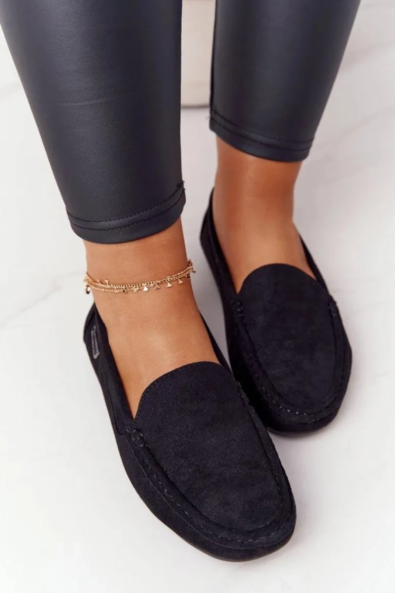 Damskie Zamszowe Mokasyny Czarne San Marino
