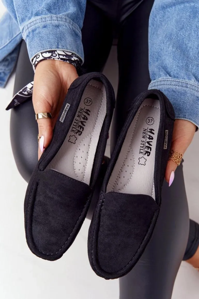 Damskie Zamszowe Mokasyny Czarne San Marino