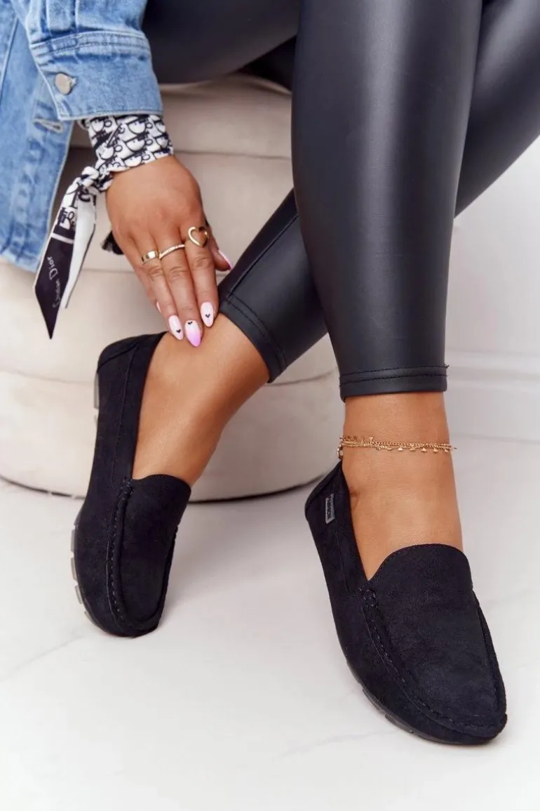 Damskie Zamszowe Mokasyny Czarne San Marino