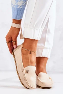 Damskie Zamszowe Mokasyny Beżowe Madelyn