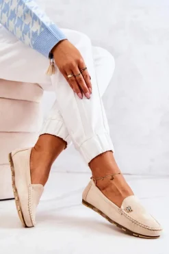 Damskie Zamszowe Mokasyny Beżowe Madelyn