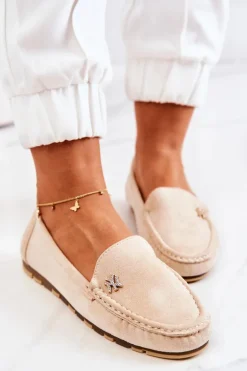 Damskie Zamszowe Mokasyny Beżowe Madelyn