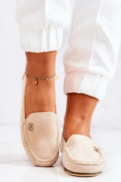 Damskie Zamszowe Mokasyny Beżowe Madelyn