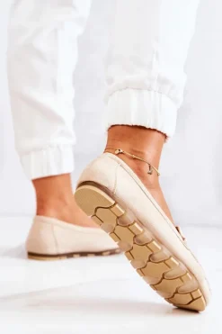 Damskie Zamszowe Mokasyny Beżowe Madelyn