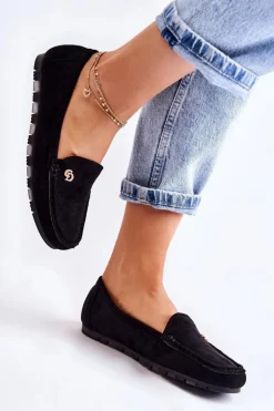 Damskie Zamszowe Mokasyny Czarne Colena